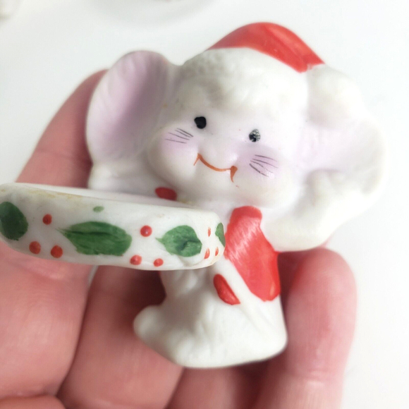 Vtg Set Mice Christmas Mouse CandleBuddy Hugger Climber Ceramic Beacon Hill Inc - Picture 6 of 9